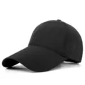 Casquette de baseball respirante en maille noire à séchage rapide avec longue visière d'été - Noir