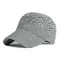 Women's stylish grey hollow-out knitted baseball cap with breathable sun protection design - Suitable for head circumference approx 54-58cm / Gray
