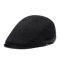 Boina clásica negra vintage para hombre con hebilla metálica lateral ajustable - 56-59cm (Ajustable) / Negro (Ajustable Lateral)