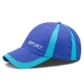 Schnelltrocknende blaue und türkise Mesh-Baseballkappe mit SPORT-Stickerei Logo - Verstellbar (Passend für 56-59cm Kopfumfang) / Königsblau (Kupferschnalle)
