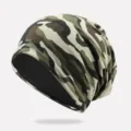 Berretto slouchy unisex con stampa mimetica, doppio strato, caldo e versatile. - Senza Fodera (Elastico) / Mimetico Verde