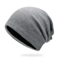Berretto in maglia grigio casual per uomo e donna, copricapo invernale caldo. - Taglia Unica Elastica 56-60cm / Grigio chiaro