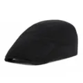 Boina vintage de punto grueso negra para hombre y mujer gorra plana casual elegante - 56-59cm (Ajustable) / Negro (Ajustable con Broche)
