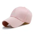 High-quality pink satin baseball cap with white NYC embroidery for stylish sun protection - Adjustable (56-59cm) / NYC Letter Embroidery / Pink Embroidery Style