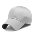 Adjustable light grey satin baseball cap featuring a smooth lustrous finish for sun protection. - Adjustable (56-59cm) / Structured Curved Brim Plain / Off-White Plain