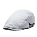 Gorra plana informal de mezcla de algodón gris con hebilla lateral ajustable - 56-59cm (Ajustable) / Gris Claro (Ajustable Lateral)