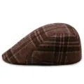 Berretto piatto classico a quadri in misto lana nei toni del marrone invernale - Taglia Unica per 56-58cm / Nuovo Quadro Rosso Vino e Beige