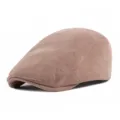 Boina de punto marrón claro para hombre y mujer, gorra plana clásica de invierno - 56-59cm (Ajustable) / Caqui (Ajustable con Broche)