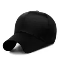 Classic black satin baseball cap with glossy finish and curved brim for sun protection - Adjustable (56-59cm) / Structured Curved Brim Plain / Plain Black