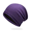 Gorro de punto morado suave con forro negro para hombres y mujeres para dormir - Talla Única Elástica 56-60cm / Púrpura