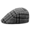 Berretto classico in lana a quadri grigi e neri per uomo e donna, stile autunno inverno - Taglia Unica per 56-58cm / Nuovo Quadri Nero Bianco