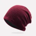 Berretto unisex in maglia acrilica rosso scuro con fodera nera per stile hip hop alla moda - Taglia Unica(56-61cm) / Borgogna