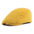 Boina de punto amarillo mostaza vintage de estilo retro casual para hombre y mujer - 56-59cm (Ajustable) / Amarillo (Ajustable con Broche)
