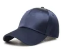 Premium navy blue satin baseball cap with breathable mercerized cotton fabric finish - Dark Blue Solid