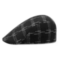 Klassische schwarz-weiß karierte Wollmütze Barett für Herren und Damen Herbst Winter - Einheitsgröße für 56-58cm / Schwarz Kariert