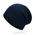 Elegante berretto in maglia blu scuro slouchy per uomo e donna, cappello caldo da notte invernale - Taglia Unica Elastica 56-60cm / Blu scuro