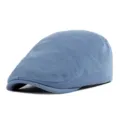 Boina clásica de punto azul claro para hombre y mujer en estilo retro con pico de pato - 56-59cm (Ajustable) / Azul Claro (Ajustable con Broche)