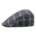 Klassische grau karierte Schiebermütze aus Wollmischung für Herren und Damen im Herbst Winter - Einheitsgröße für 56-58cm / Graues Karo