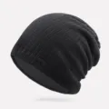 Premium black acrylic slouchy knitted beanie hat for men and women in hip-hop style - One Size(56-61cm) / Dark Gray