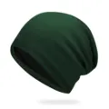 Berretto in maglia verde scuro con fodera in raso nero per un caldo autunno inverno - Taglia Unica Elastica 56-60cm / Verde militare