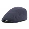 Boina de punto azul marino clásica para hombre y mujer en un estilo de otoño invierno - 56-59cm (Ajustable) / Azul Marino (Ajustable con Broche)