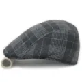 Klassische graue Schiebermütze aus Wolle für Damen und Herren, warme Schirmmütze für Winter. - Einheitsgröße für 56-58cm / Dunkelgrau Kleines Karo