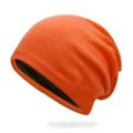 Classico berretto in maglia arancione brillante con fodera nera calda e molto confortevole - Taglia Unica Elastica 56-60cm / arancio-rosso
