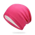 Berretto in maglia rosa acceso con fodera bianca per autunno e inverno - Taglia Unica Elastica 56-60cm / Rosso rosa