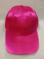 Vibrant pink satin baseball cap with a glossy finish for stylish sun protection. - Soft Top Deep Rose Red