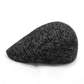 Klassische strukturierte dunkelgraue Schiebermütze für Damen und Herren, Winter-Accessoire - Einheitsgröße für 56-58cm / Schwarz Meliert