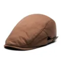 Gorra plana clásica marrón gruesa para hombre y mujer, estilo boina retro vintage - 56-59cm (Ajustable) / Marrón (Ajustable Lateral)