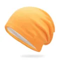 Berretto in maglia arancione brillante con morbida fodera bianca per autunno e inverno - Taglia Unica Elastica 56-60cm / Arancione