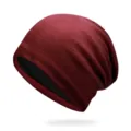 Morbido berretto bordeaux con fodera nera, cappello da notte in maglia comodo per unisex - Taglia Unica Elastica 56-60cm / Rosso scuro