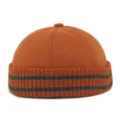 Vintage pumpkin orange knitted docker hat with black stripes and ribbed rolled edge - Miki Hat (DZ013) / Adjustable (56-60cm) / Plain Caramel