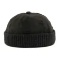Vintage distressed black docker hat for men and women with ripped fabric and ribbed cuff - Miki Hat (DZ013) / Adjustable (56-60cm) / Ripped Black