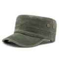 Distressed olivgrüne Schirmmütze aus gewaschener Baumwolle für Damen und Herren - Passend für 55-60cm Kopfumfang / Stil 1-Armeegrün