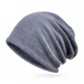 Textured blue-gray granular knit slouchy beanie cap for men and women outdoor casual wear - 57-60cm (Elastic) / Sapphire Blue