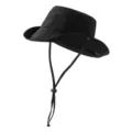 Cappello a secchiello nero leggero traspirante con cordino antivento per esterno - 56-59CM (Standard) / Stile Fodera in Mesh con Coulisse / Nero