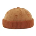 Stylish distressed brown docker hat featuring a knit ribbed brim and retro ripped crown design - Miki Hat (DZ013) / Adjustable (56-60cm) / Distressed Caramel