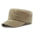 Klassische khakifarbene Military Cap aus gewaschener Baumwolle für Outdoor-Freizeit - Passend für 55-60cm Kopfumfang / Stil 1-Khaki