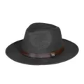 Sombrero de paja tipo Panamá para hombre en gris oscuro con banda de cuero y hebilla M - Talla Única Se Ajusta a 57CM / Insignia M Negro