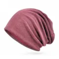 Premium burgundy cotton grainy weave slouchy beanie hat for men and women in solid color - 57-60cm (Elastic) / Burgundy