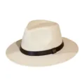 Classico cappello Fedora in paglia Panama crema da uomo con fascia in pelle e logo M - Taglia Unica per 57CM / Logo M Bianco Crema