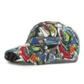 Modieuze honkbalpet met graffiti sneakerprint en gestructureerde harde bovenkant - Stijl 1 / Zwart