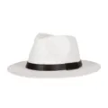 Cappello Panama classico in paglia bianca da uomo con elegante fascia in similpelle marrone - Taglia Unica per 57CM / Multi-Lettera Bianco