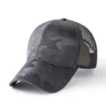 Gorra trucker de malla de camuflaje gris oscuro transpirable para el sol exterior - Circunferencia de la Cabeza 56-59cm (Talla Normal) / Estilo de 6 Paneles con Malla Posterior / Gris oscuro
