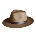 Classico cappello di paglia Panama marrone con fascia in pelle per stile maschile - Taglia Unica per 57CM / Multi-Lettera Caffè