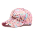 Sprankelende roze meerkleurige pailletten honkbalpet met stijlvol mozaïek ruitjesmotief - Stijl 2 / Roze