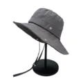 Cappello da pescatore grigio leggero ad asciugatura rapida con sottogola - 56-59cm (normal size) / Polyester Lining No Drawstring Style / Grigio scuro