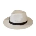 Cappello Panama da uomo in paglia bianca con fascia in pelle marrone per il sole estivo. - Taglia Unica per 57CM / Multi-Lettera Bianco Crema